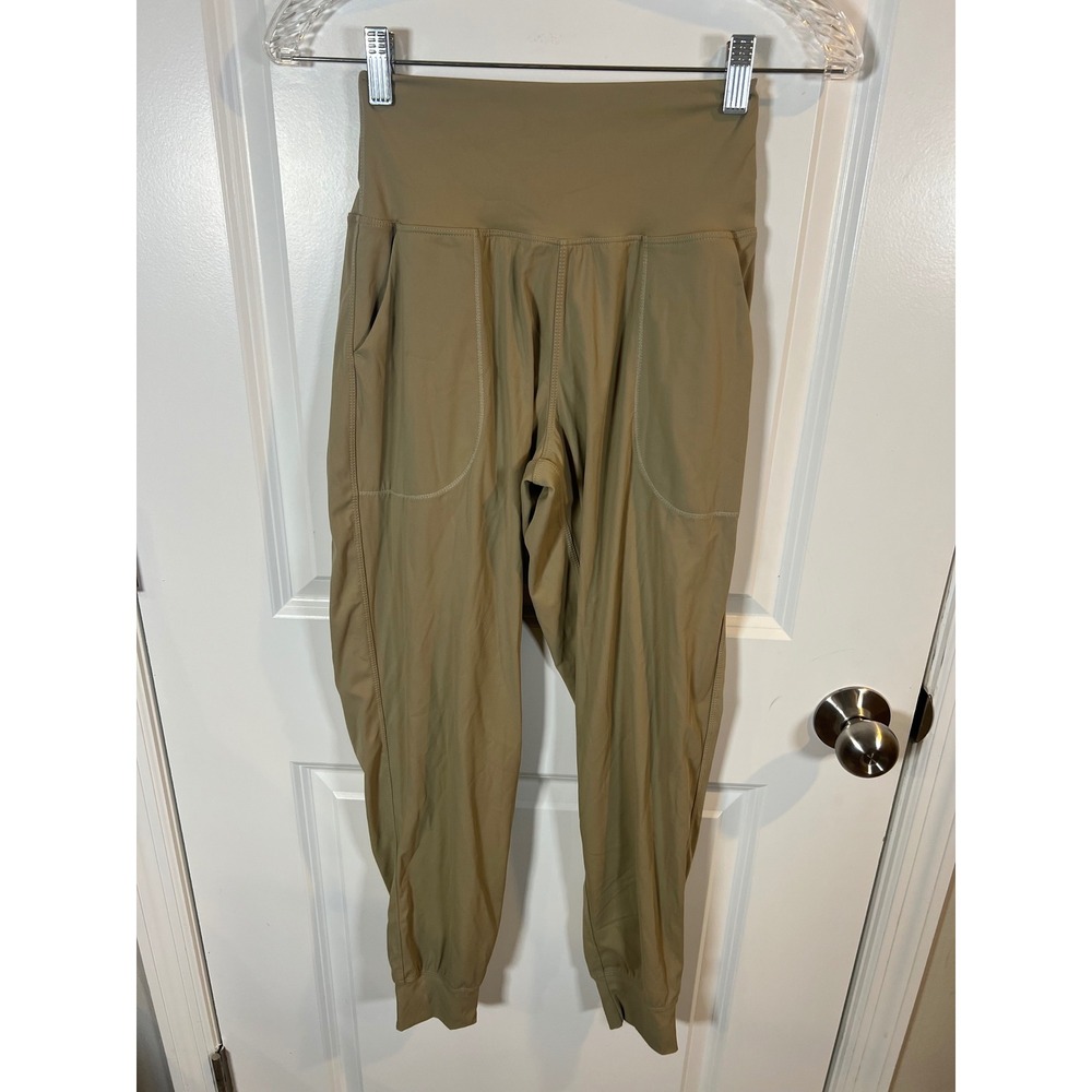 Oalka Womens Joggers High Waisted Performance Tan‎ XS